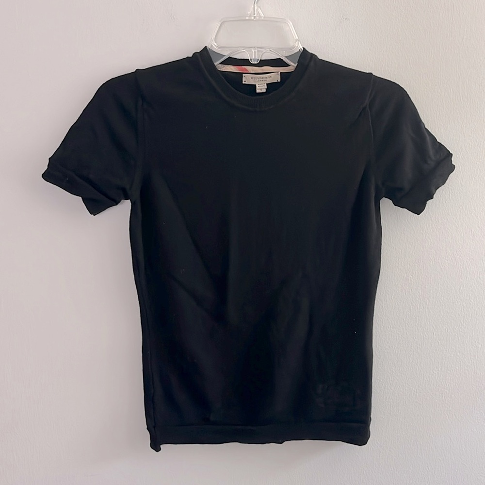 Burberry London black 100% fine merino wool short sleeve top